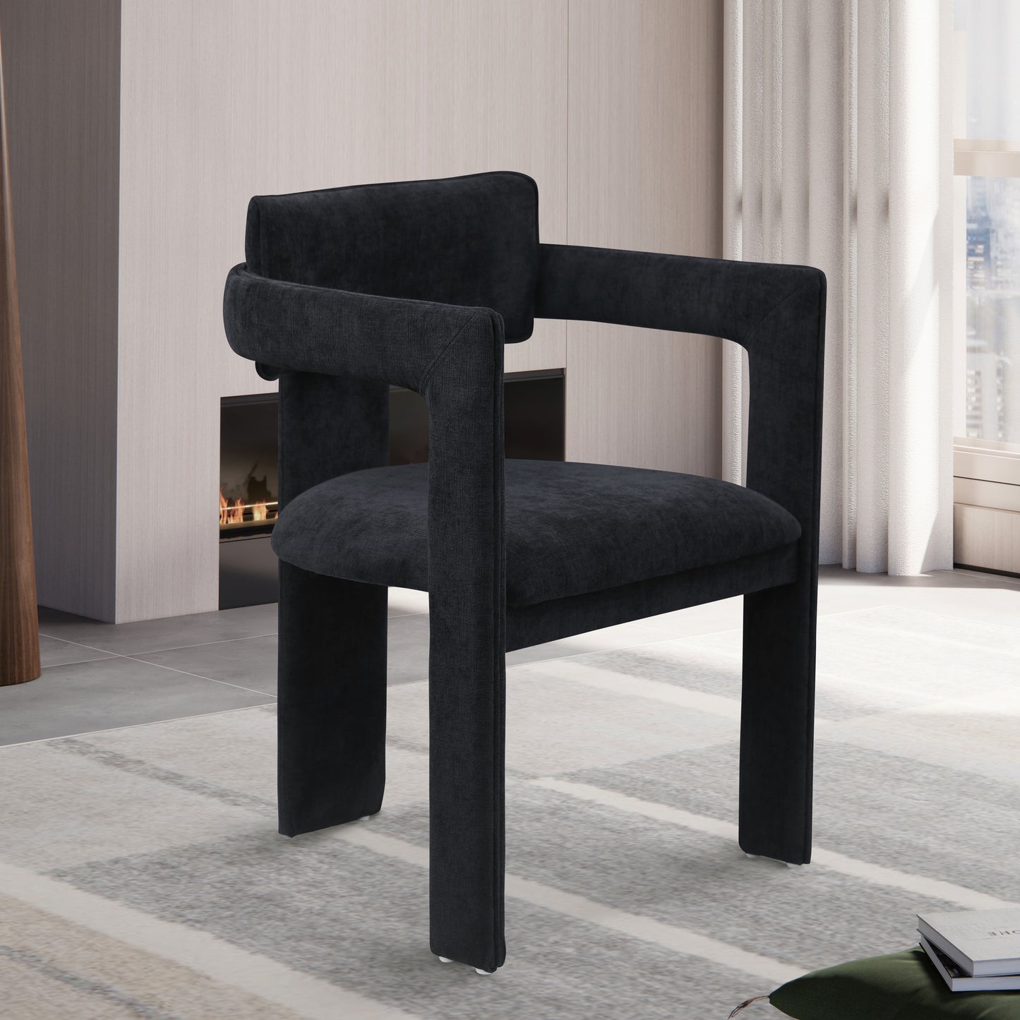 genesis black chenille fabric dining chair