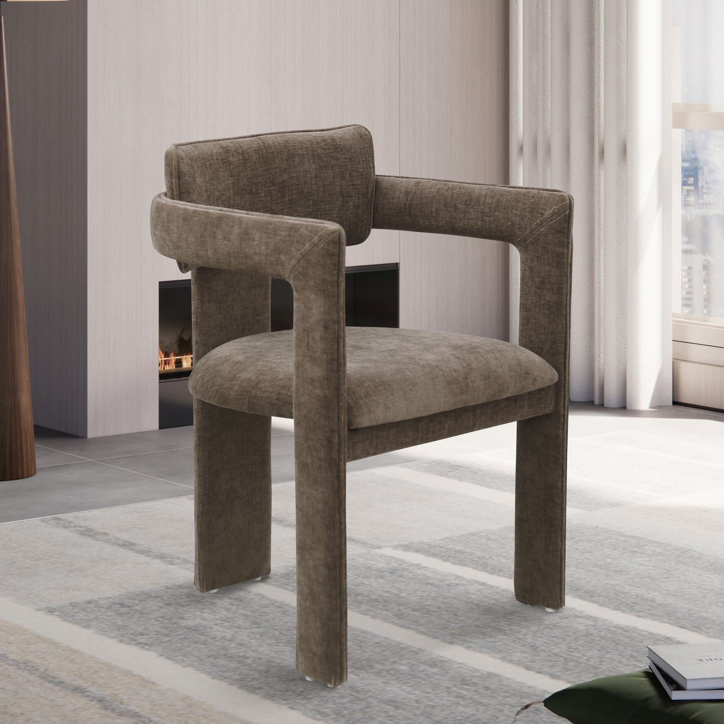 genesis brown chenille fabric dining chair