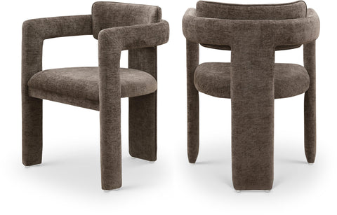 Urban Brown Chenille Fabric Upholstered Dining Chair, 2-Piece