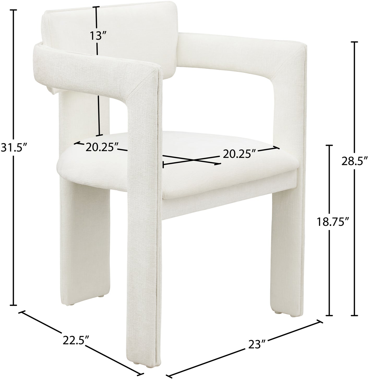 genesis cream chenille fabric dining chair