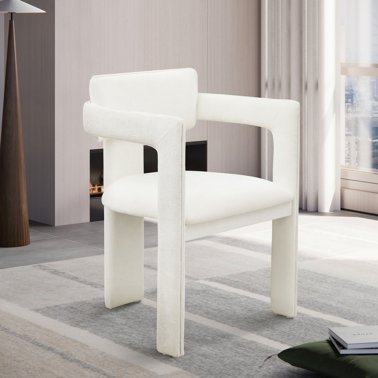 genesis cream chenille fabric dining chair