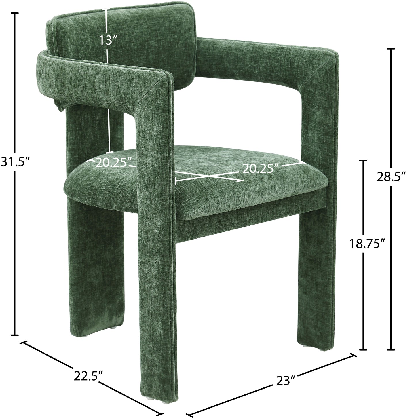 genesis green chenille fabric dining chair