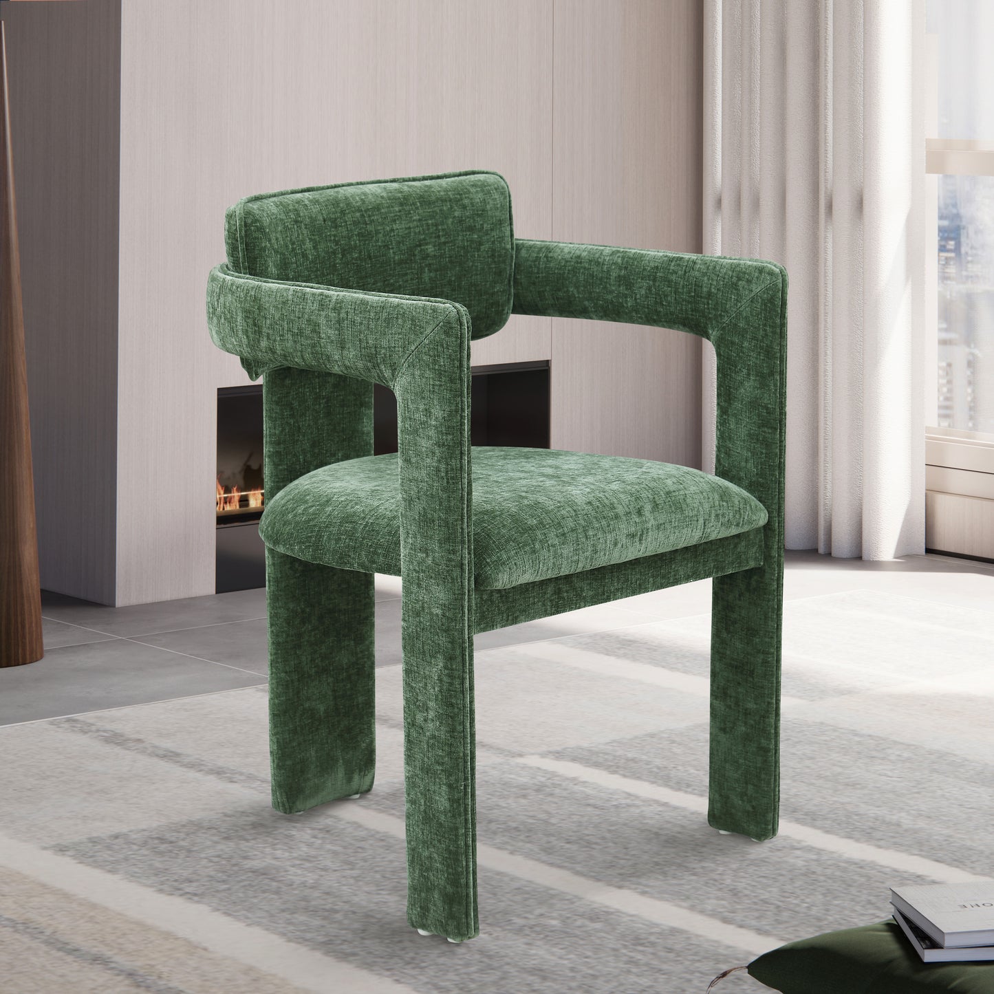 genesis green chenille fabric dining chair