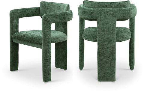 Urban Green Chenille Fabric Upholstered Dining Chair, 2-Piece