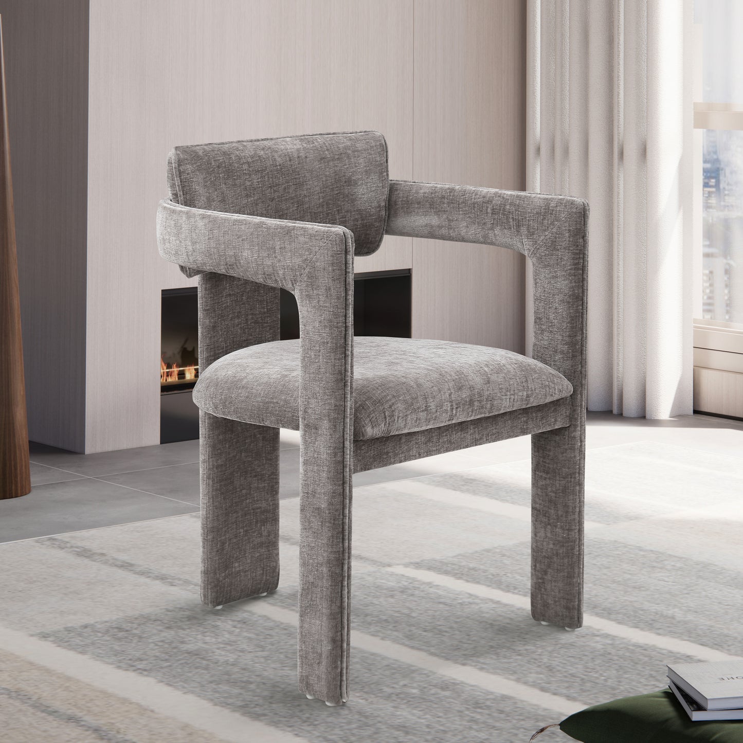 genesis grey chenille fabric dining chair