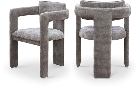 Urban Grey Chenille Fabric Upholstered Dining Chair, 2-Piece