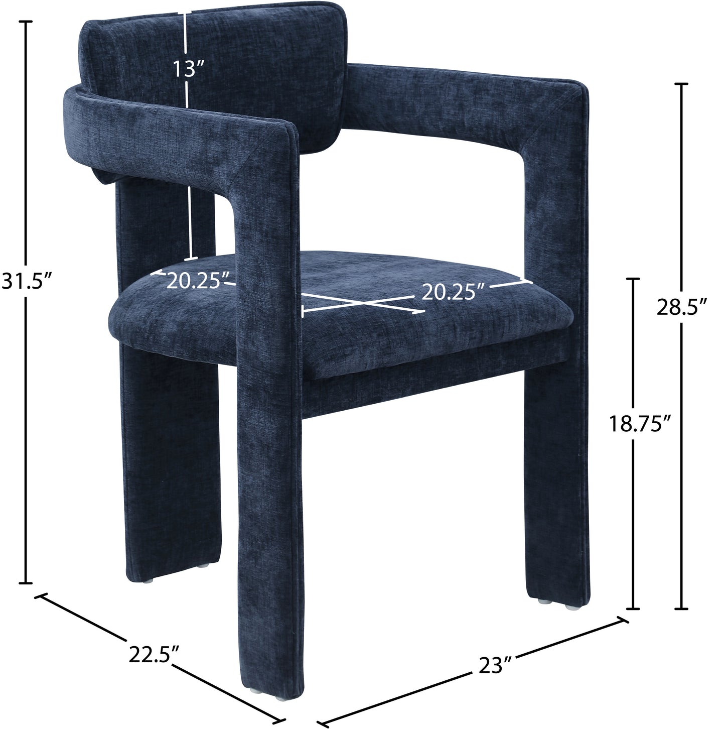 genesis navy chenille fabric dining chair