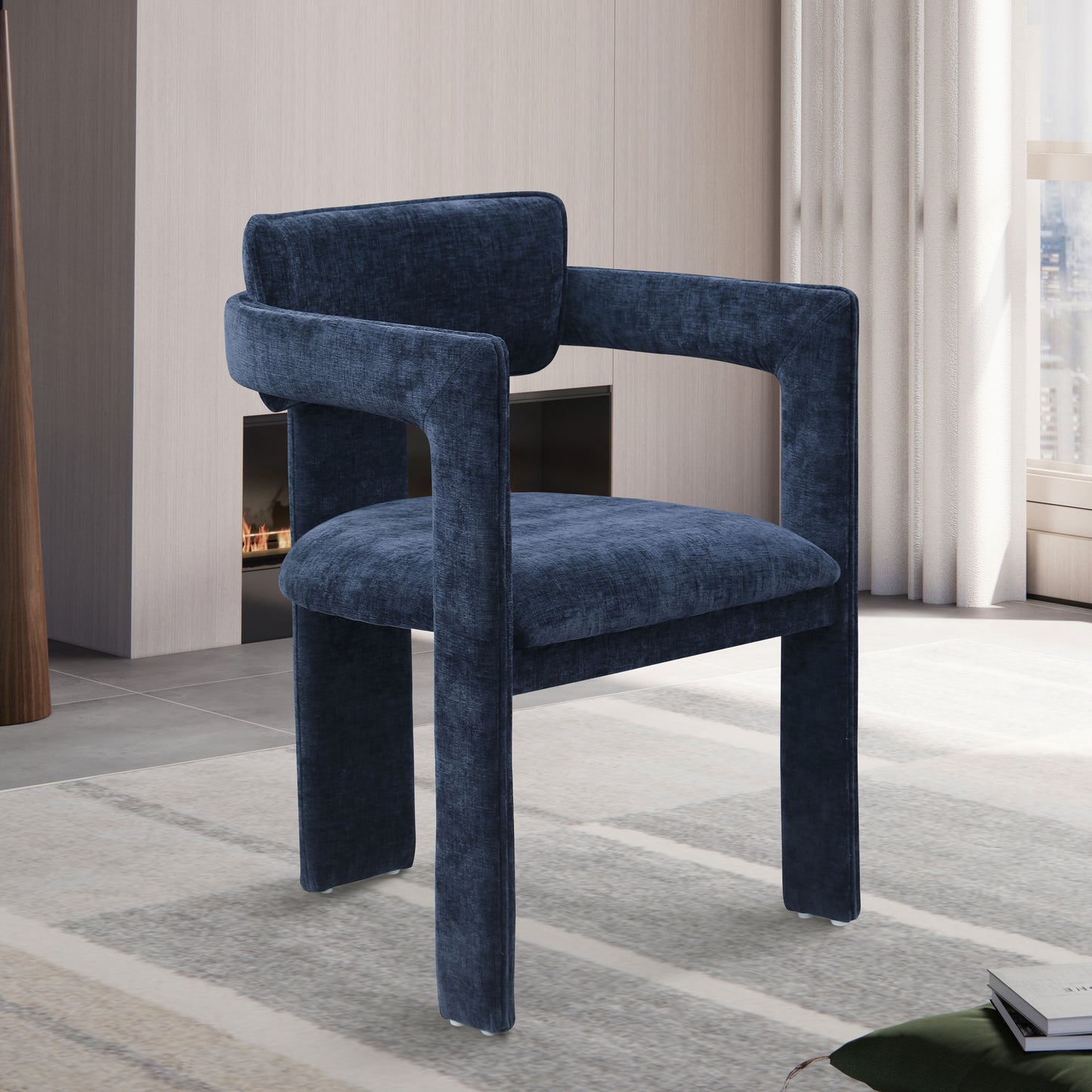 genesis navy chenille fabric dining chair