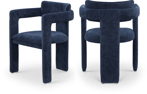 Urban Navy Chenille Fabric Upholstered Dining Chair, 2-Piece