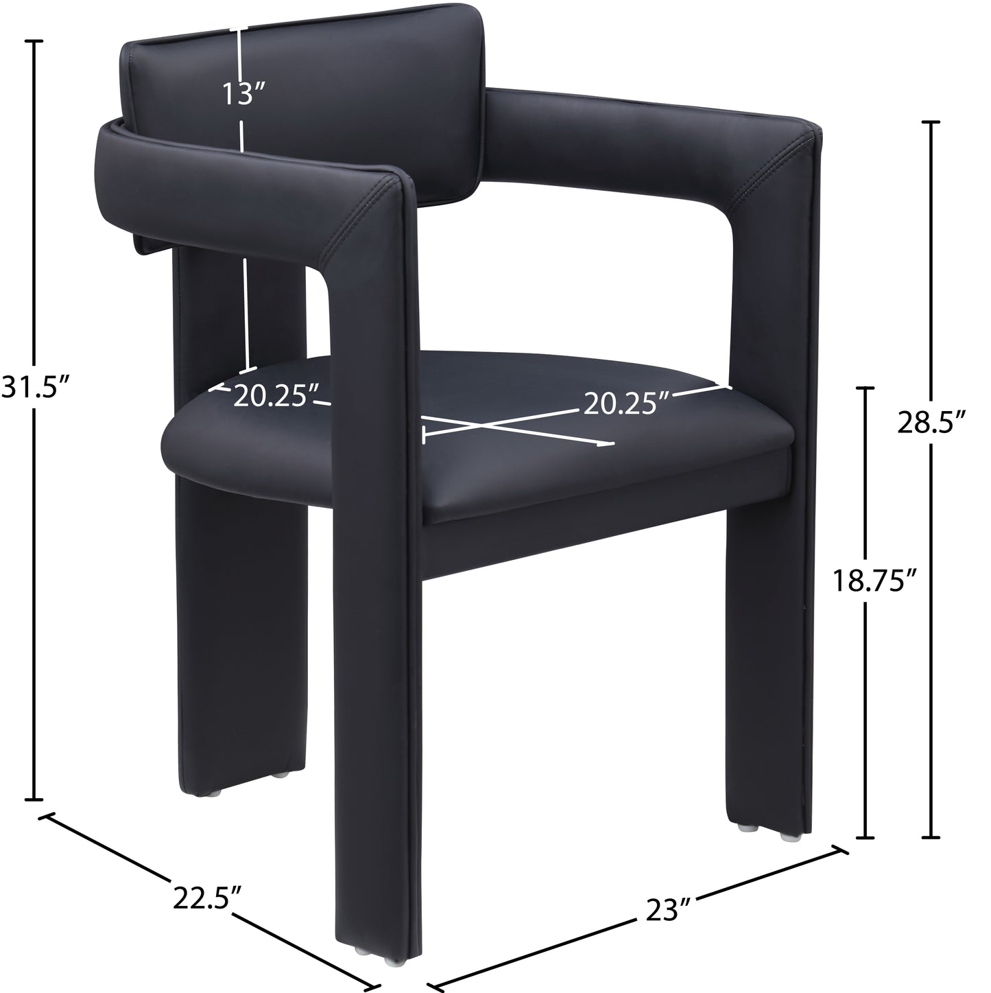 genesis black vegan leather dining chair