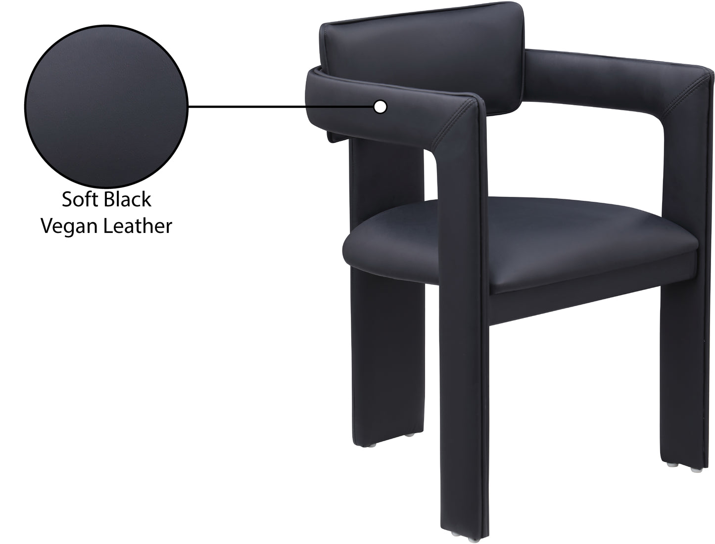 genesis black vegan leather dining chair