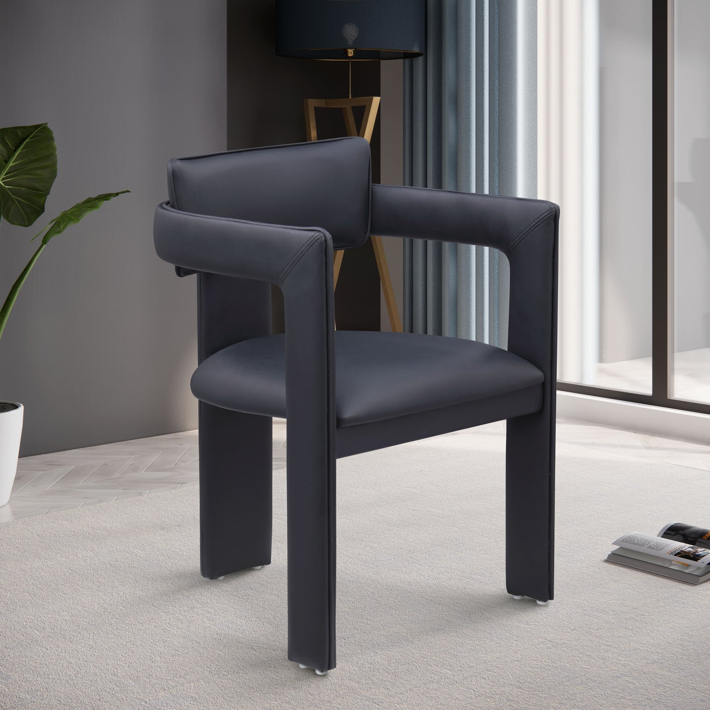 genesis black vegan leather dining chair