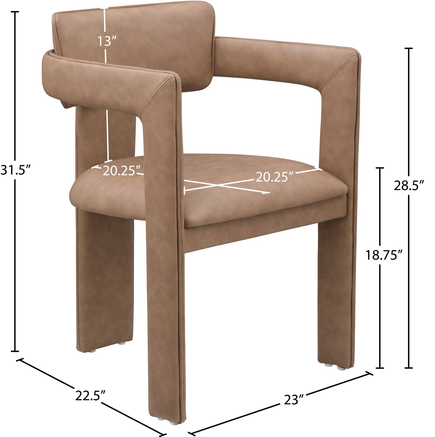 genesis brown vegan leather dining chair