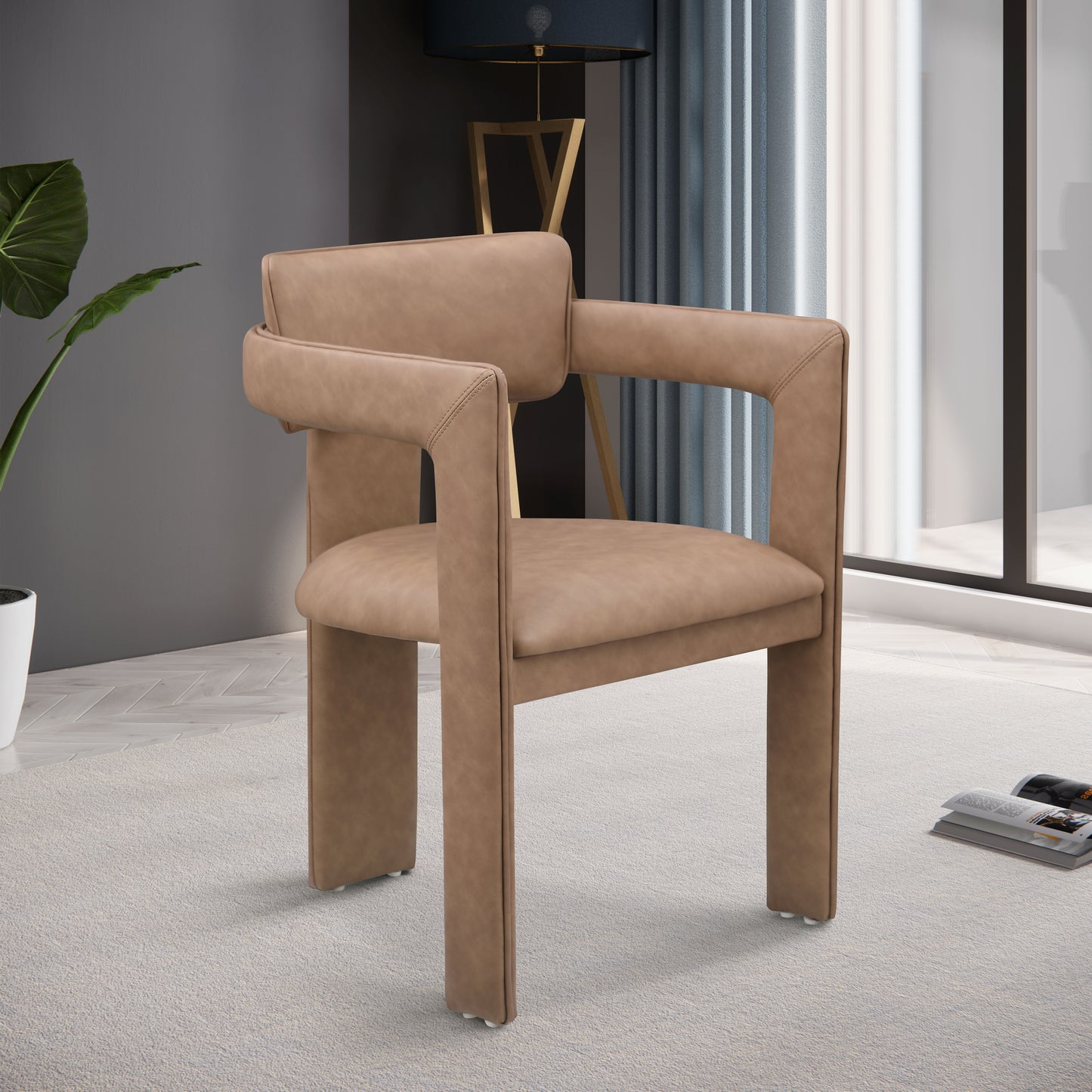 genesis brown vegan leather dining chair