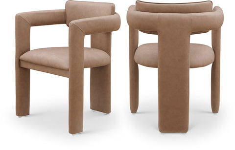 Urban Brown Vegan Leather Upholstered Dining Chair, 2-Piece