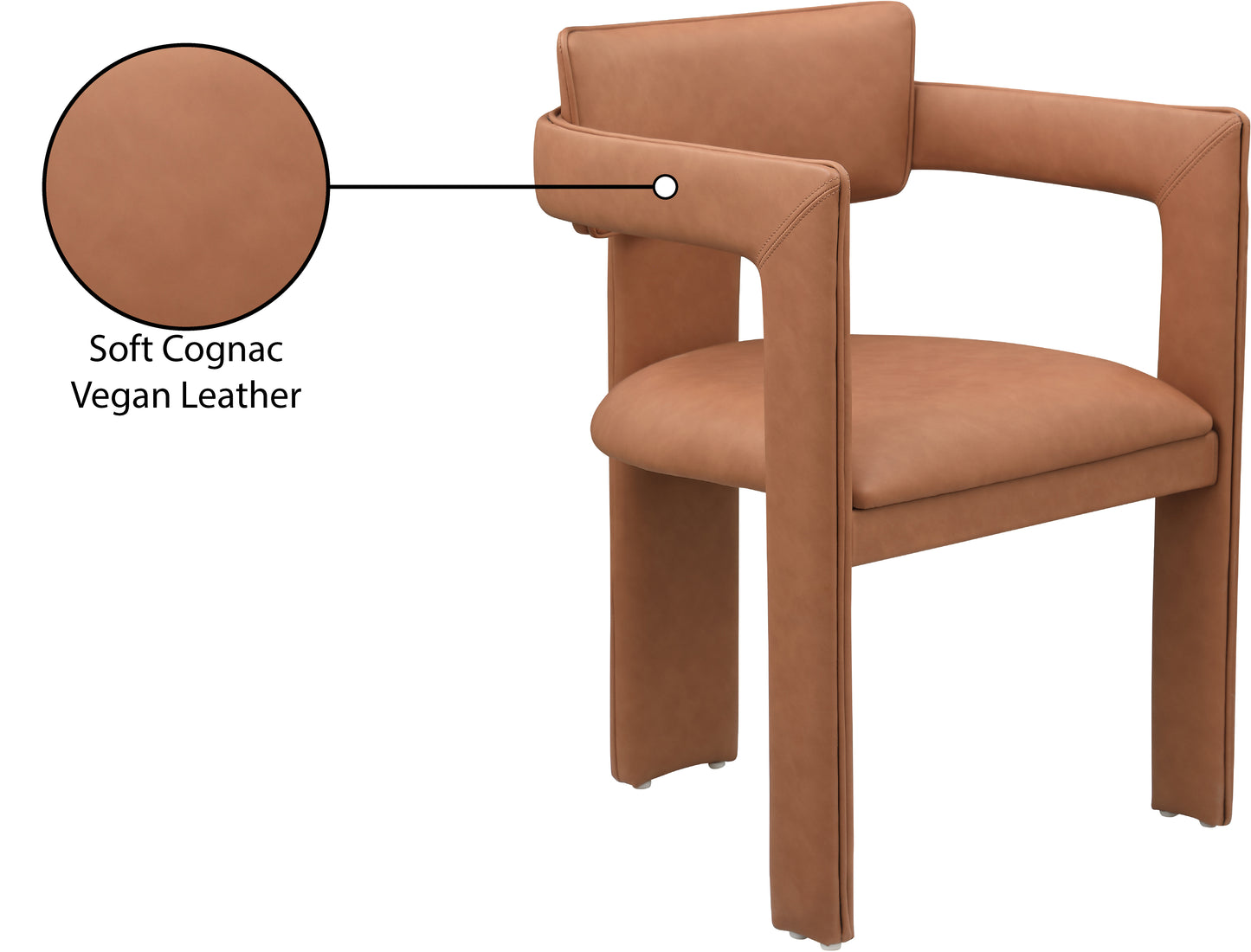 genesis cognac vegan leather dining chair