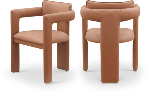Urban Cognac Vegan Leather Upholstered Dining Chair, 2-Piece