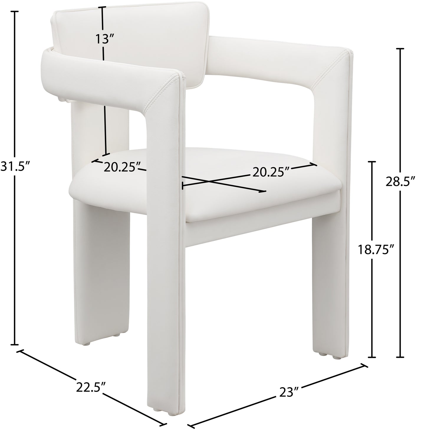 genesis cream vegan leather dining chair