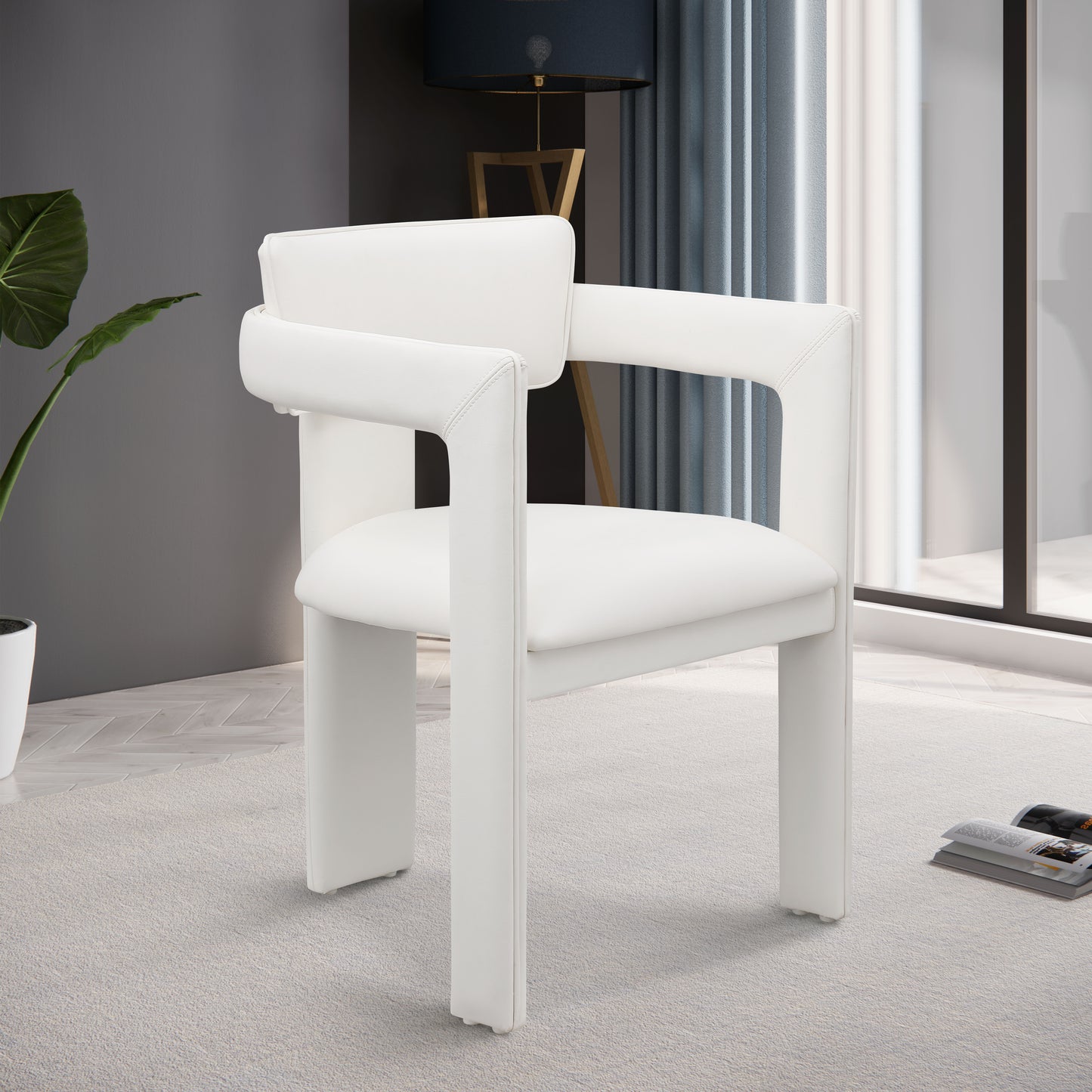 genesis cream vegan leather dining chair