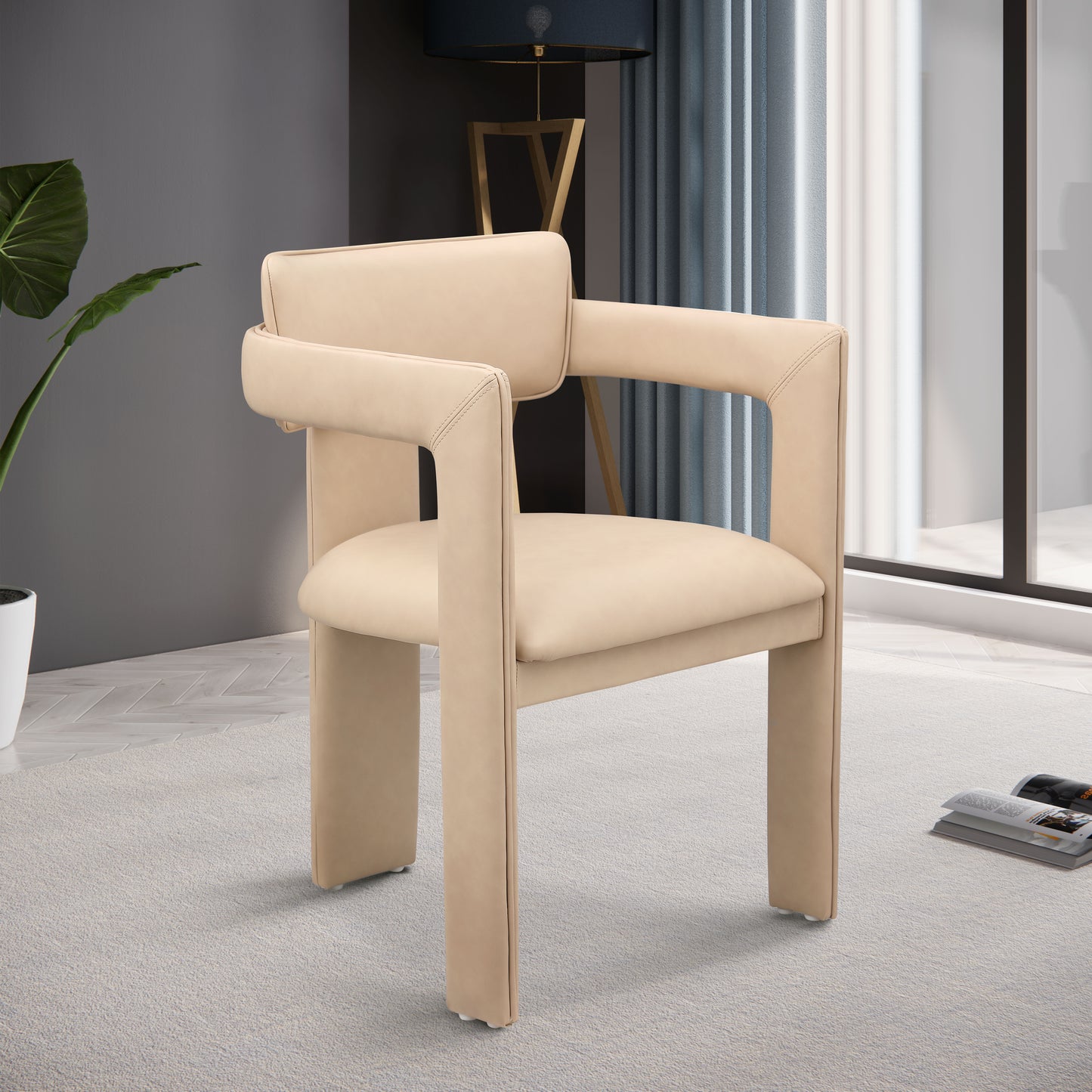 genesis tan vegan leather dining chair