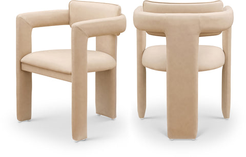 Urban Tan Vegan Leather Upholstered Dining Chair, 2-Piece