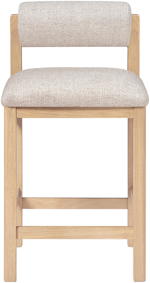 Marlow Beige Linen Textured Fabric Upholstered Counter Stool, 1 Piece