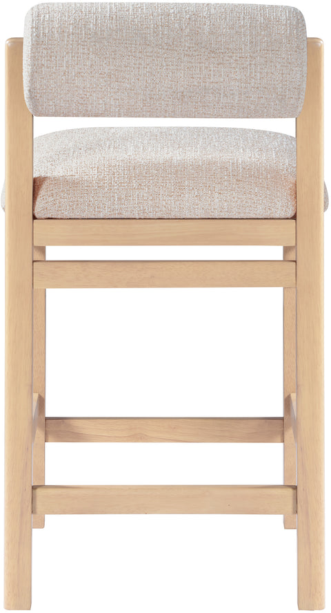 Marlow Beige Linen Textured Fabric Upholstered Counter Stool, 1 Piece