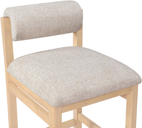 Marlow Beige Linen Textured Fabric Upholstered Counter Stool, 1 Piece