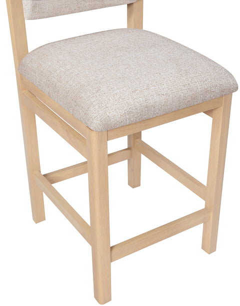 Marlow Beige Linen Textured Fabric Upholstered Counter Stool, 1 Piece