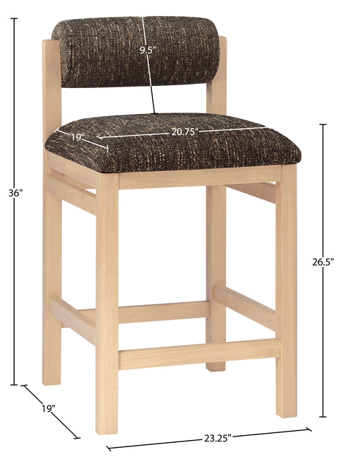 Marlow Brown Linen Textured Fabric Upholstered Counter Stool, 1 Piece