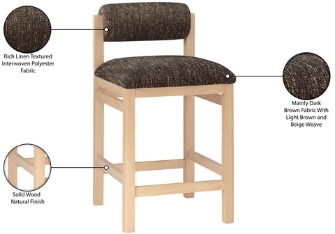 Marlow Brown Linen Textured Fabric Upholstered Counter Stool, 1 Piece