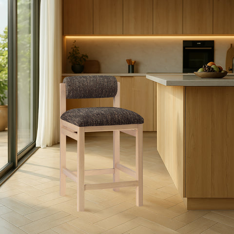 Marlow Brown Linen Textured Fabric Upholstered Counter Stool, 1 Piece