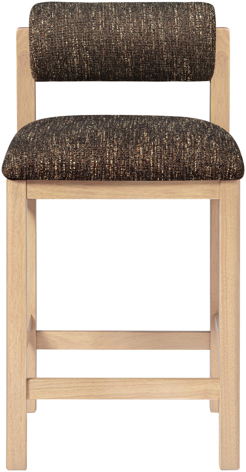 Marlow Brown Linen Textured Fabric Upholstered Counter Stool, 1 Piece