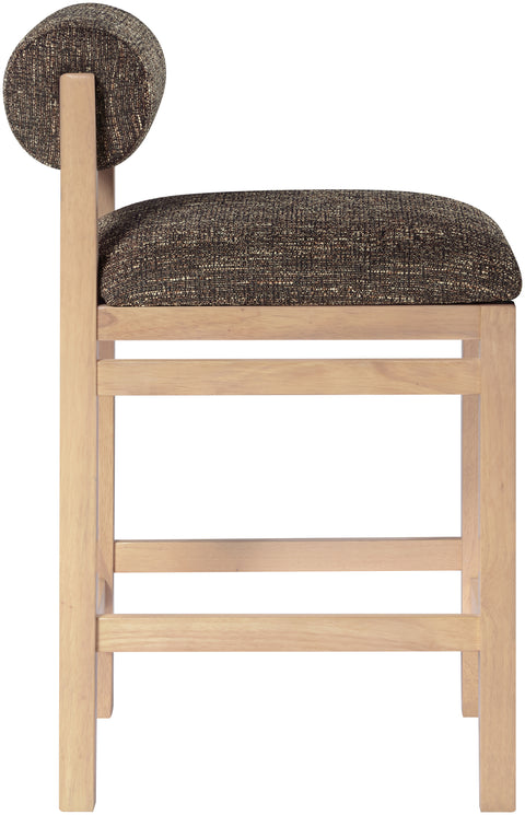 Marlow Brown Linen Textured Fabric Upholstered Counter Stool, 1 Piece