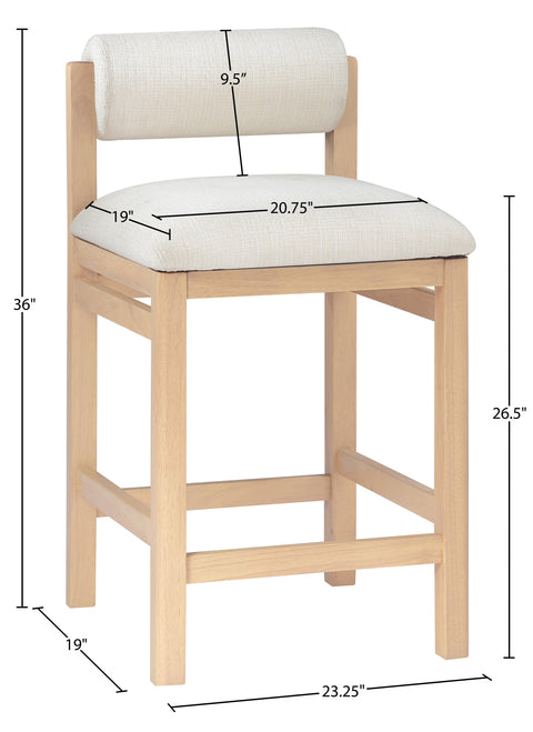 Marlow Cream Linen Textured Fabric Upholstered Counter Stool , 1 Piece (Style 1)