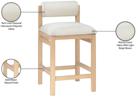 Marlow Cream Linen Textured Fabric Upholstered Counter Stool , 1 Piece (Style 1)
