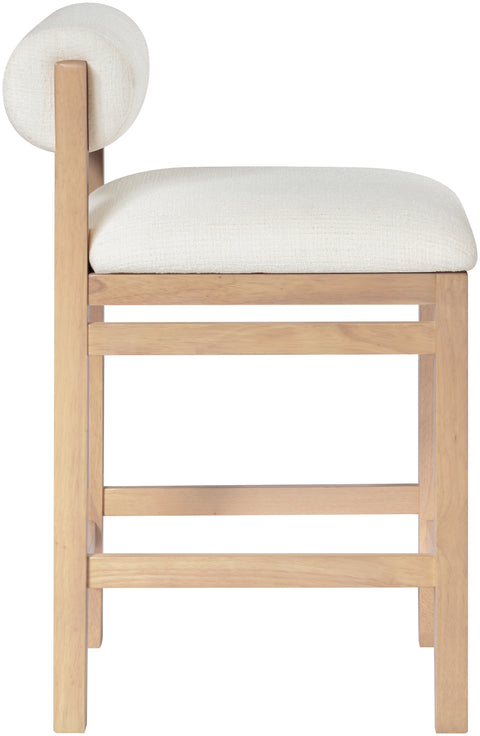 Marlow Cream Linen Textured Fabric Upholstered Counter Stool , 1 Piece (Style 1)