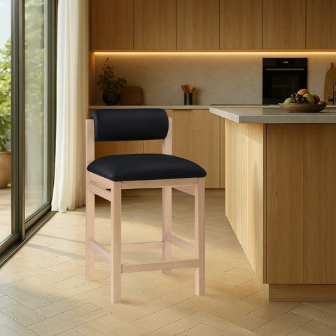 Marlow Black Vegan Leather Upholstered Counter Stool , 1 Piece (Style 1)