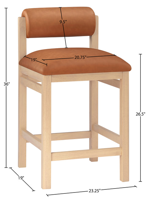Marlow Cognac Vegan Leather Upholstered Counter Stool , 1 Piece (Style 1)