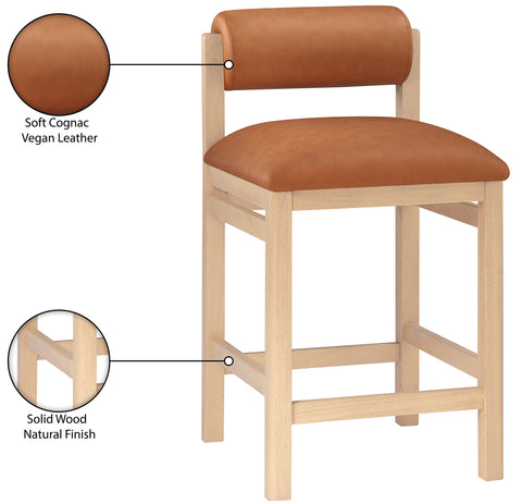 Marlow Cognac Vegan Leather Upholstered Counter Stool , 1 Piece (Style 1)