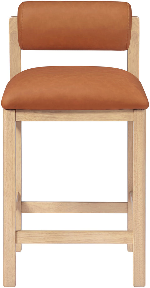 Marlow Cognac Vegan Leather Upholstered Counter Stool , 1 Piece (Style 1)