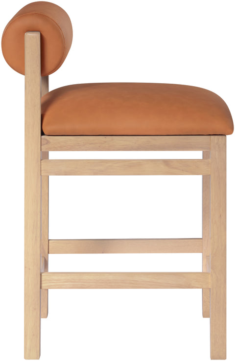 Marlow Cognac Vegan Leather Upholstered Counter Stool , 1 Piece (Style 1)