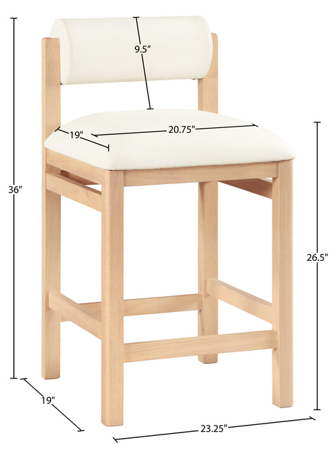 Marlow Cream Vegan Leather Upholstered Counter Stool , 1 Piece (Style 1)
