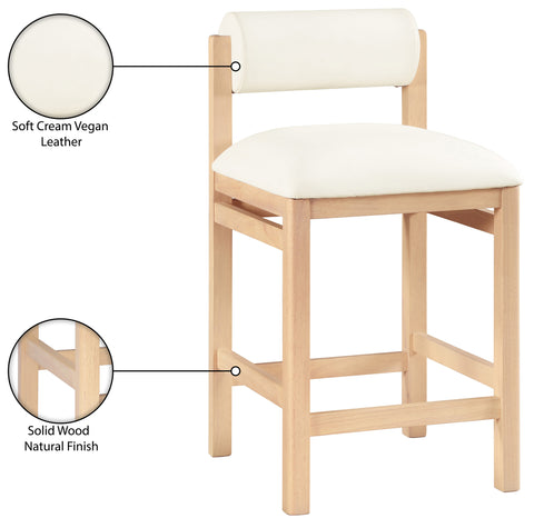 Marlow Cream Vegan Leather Upholstered Counter Stool , 1 Piece (Style 1)
