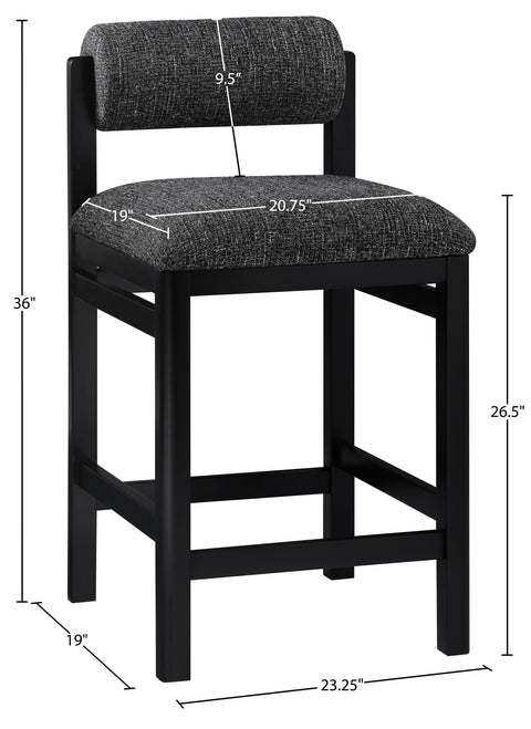 Marlow Black Linen Textured Fabric Upholstered Counter Stool, 1 Piece