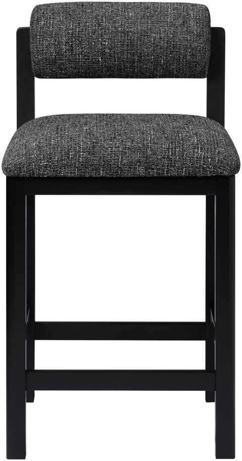 Marlow Black Linen Textured Fabric Upholstered Counter Stool, 1 Piece