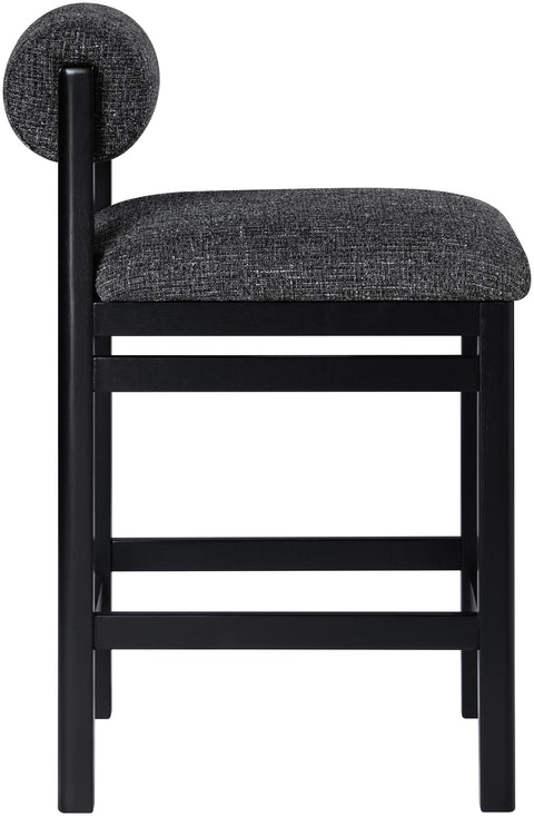 Marlow Black Linen Textured Fabric Upholstered Counter Stool, 1 Piece