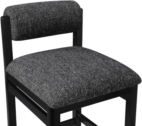 Marlow Black Linen Textured Fabric Upholstered Counter Stool, 1 Piece