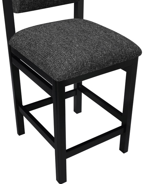 Marlow Black Linen Textured Fabric Upholstered Counter Stool, 1 Piece