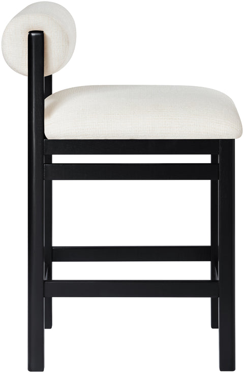 Marlow Cream Linen Textured Fabric Upholstered Counter Stool , 1 Piece (Style 2)